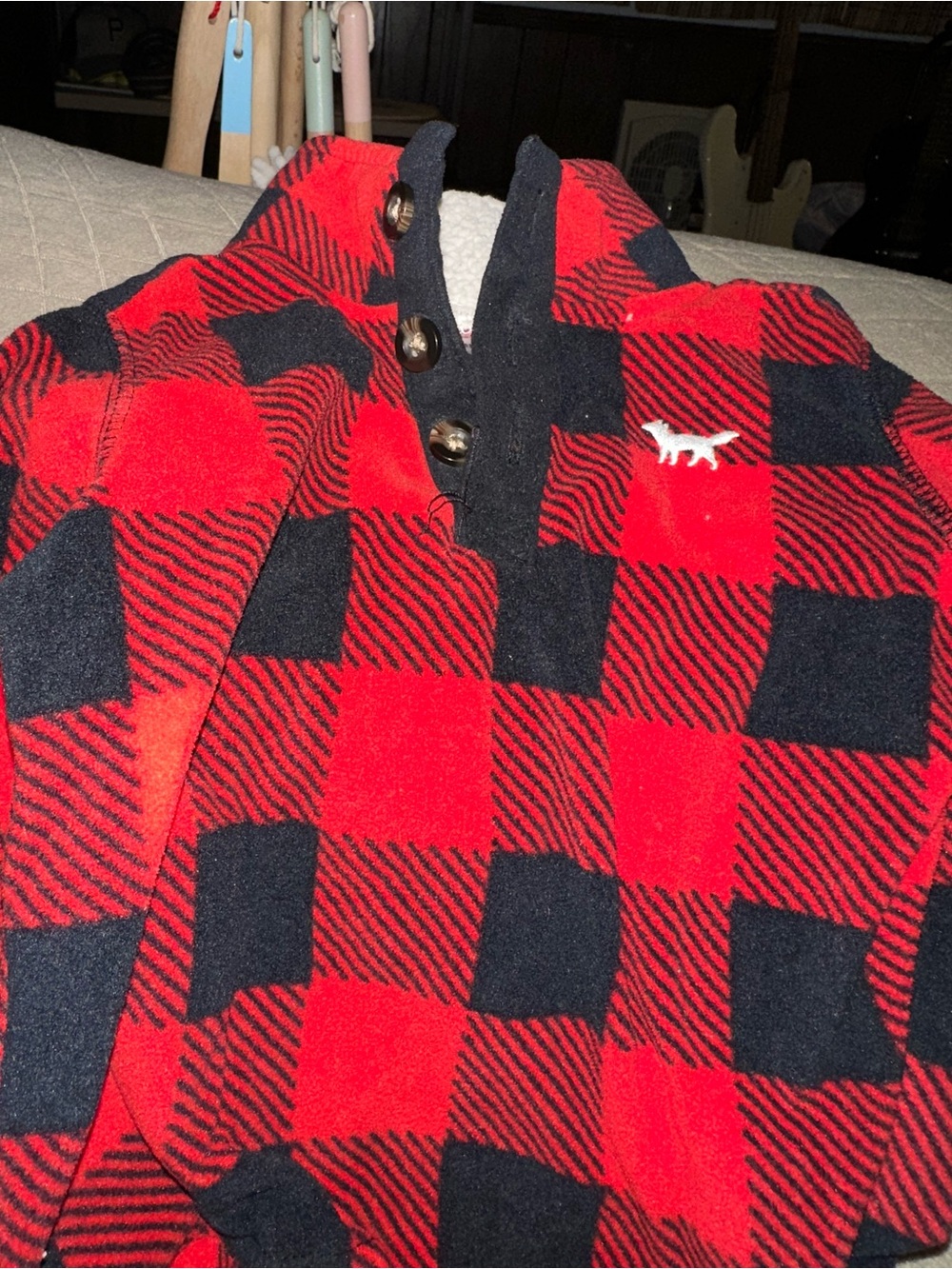 Carter's Red and Black Buffalo Plaid Fleece Pullover Jacket